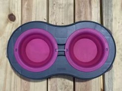 Monogram Mats.com Pet Dining Mats Double Elevated Pop- Out Bowl Set Large Gray/Pink