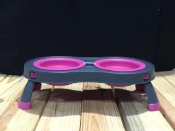 Monogram Mats.com Double Elevated Pop-out Bowl Set Large Gray/Blue