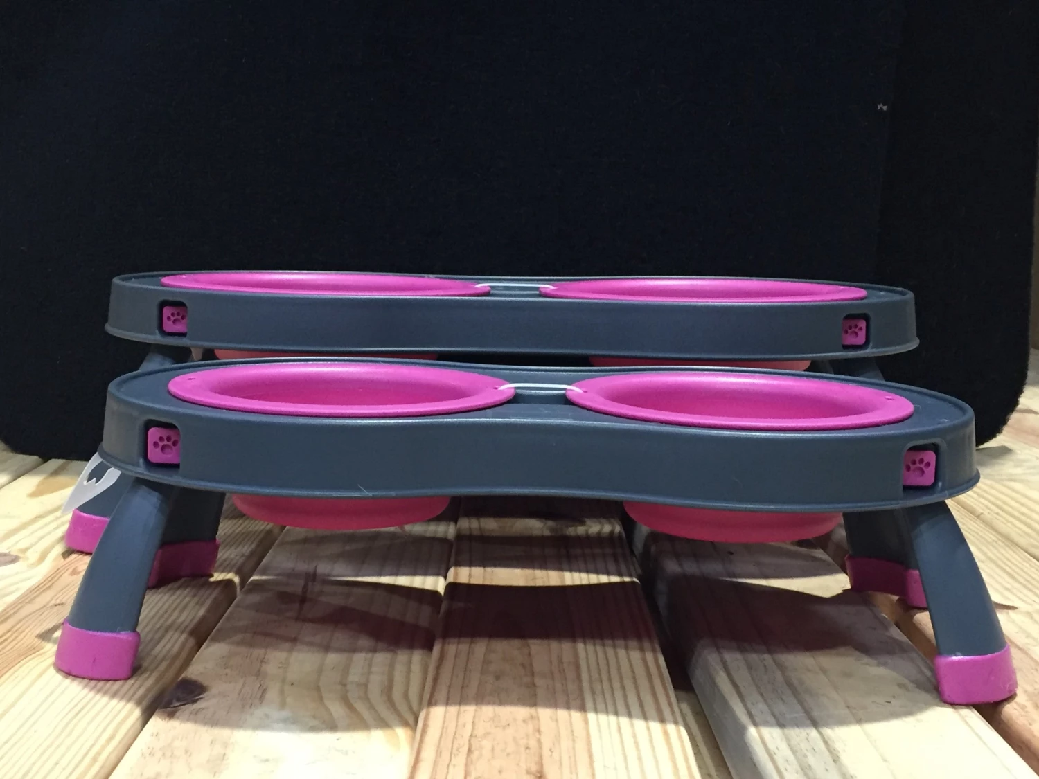 Monogram Mats.com Double Elevated Pop-out Bowl Set Small Gray/Pink Pet Dining Mats 4 Monogram Mats.com Double Elevated Pop-out Bowl Set Small Gray/Pink Pet Dining Mats