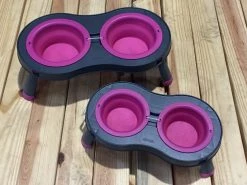 Monogram Mats.com Double Elevated Pop-out Bowl Set Large Gray/Blue