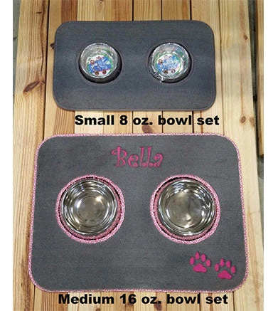 Matworks LTD Pet Dining Mats Personalized Pet Diner Mat Stainless Steel Bowl Set 3 Matworks LTD Pet Dining Mats Personalized Pet Diner Mat Stainless Steel Bowl Set