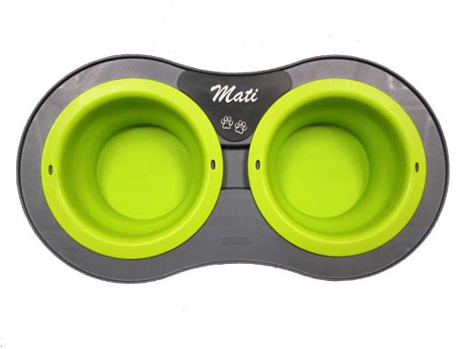 Monogram Mats.com Double Elevated Pop- Out Bowl Set Large Gray/Green 5 Monogram Mats.com Double Elevated Pop- Out Bowl Set Large Gray/Green