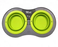 Monogram Mats.com Double Elevated Pop- Out Bowl Set Large Gray/Green