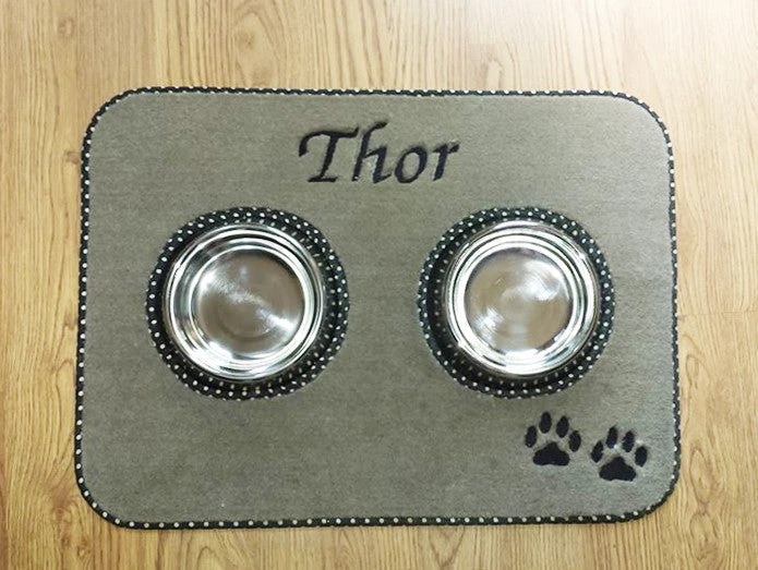 Matworks LTD Pet Dining Mats Personalized Pet Diner Mat Stainless Steel Bowl Set 1 Matworks LTD Pet Dining Mats Personalized Pet Diner Mat Stainless Steel Bowl Set