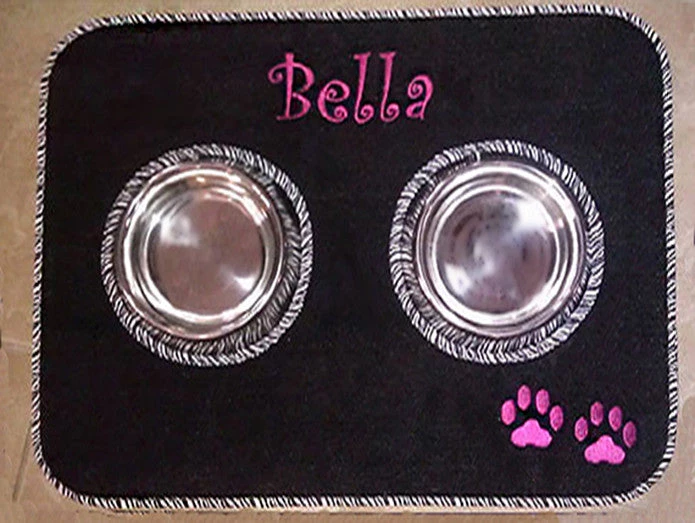 Matworks LTD Pet Dining Mats Personalized Pet Diner Mat Stainless Steel Bowl Set 12 Matworks LTD Pet Dining Mats Personalized Pet Diner Mat Stainless Steel Bowl Set